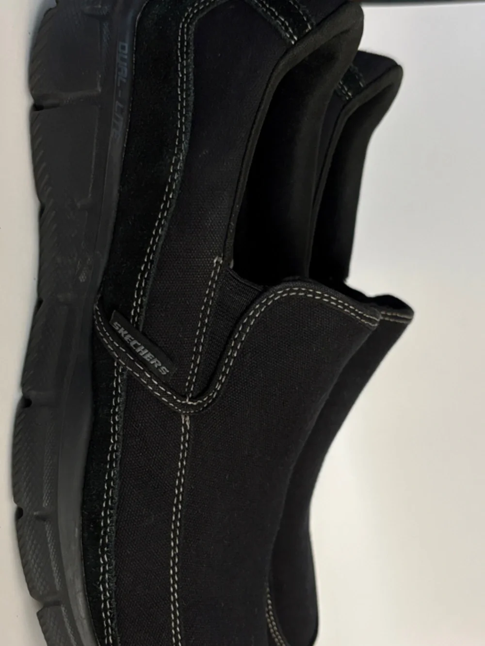 Skechers Men's Black Slip-On Canvas Loafers